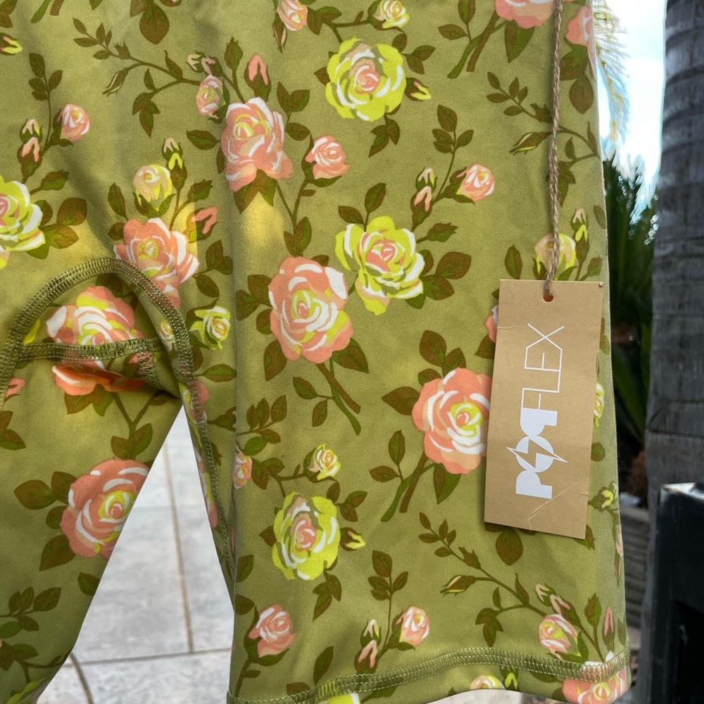 POPFLEX Olive Floral Shorts